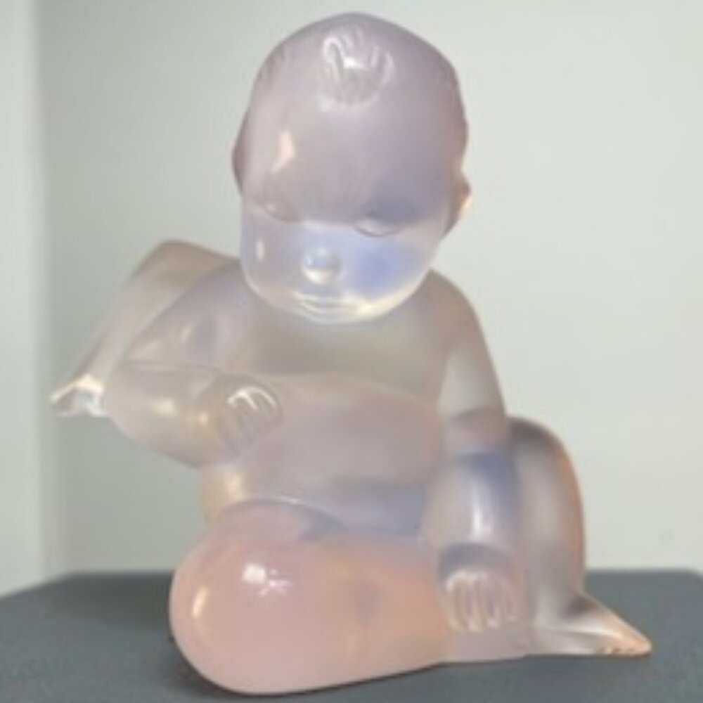 Lalique Signed Malizioso Angel Rose/Pink